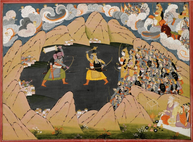 Keulenkampf zwischen Krishna und Nikumbha, ca.1820