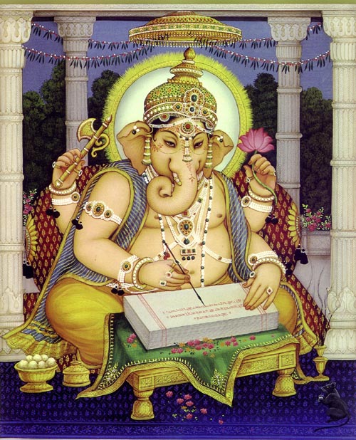 Ganesha beim Aufschreiben des Mahabharatas Ganesha beim Aufschreiben des Mahabharatas