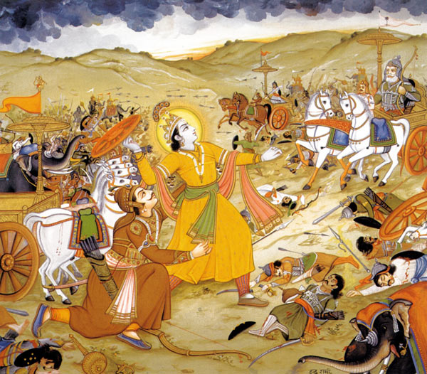 Arjuna hält Krishna zurück Arjuna hält Krishna zurück