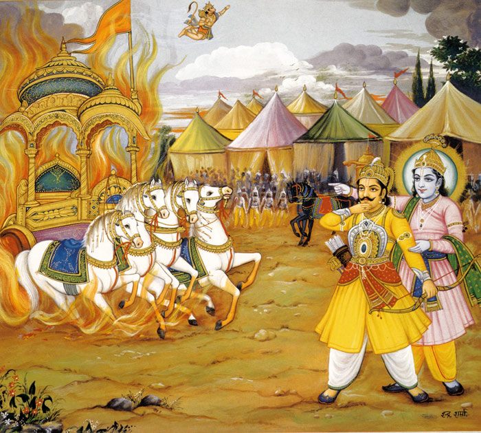 Arjunas Wagen verbrennt